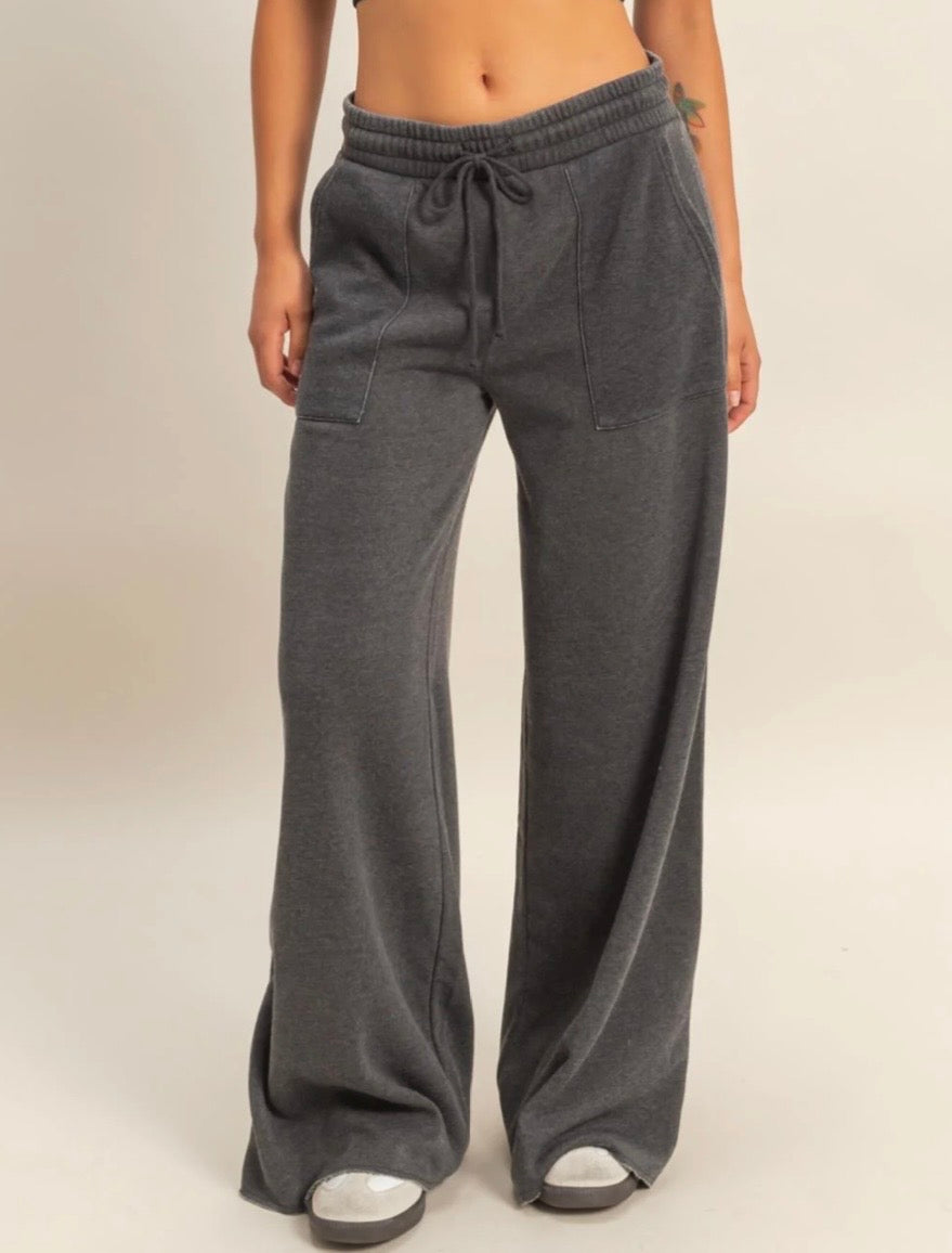 Burnout French Terry Wide-Leg Pants