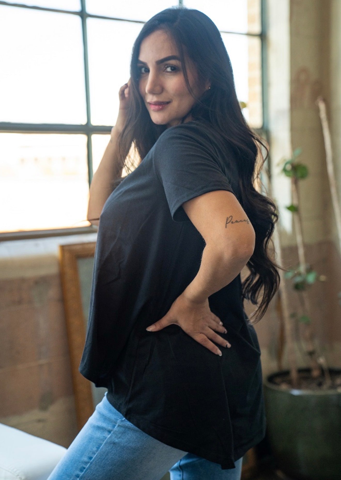 Black Hi Low Hem Top