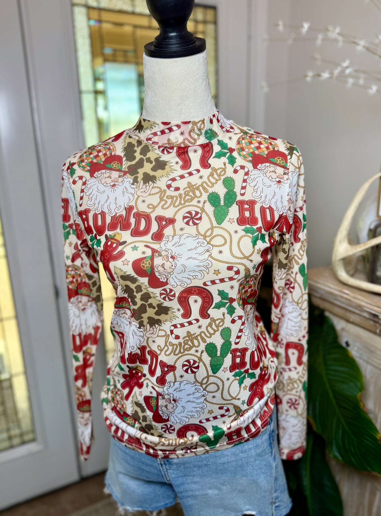 Howdy Santa Mesh Top
