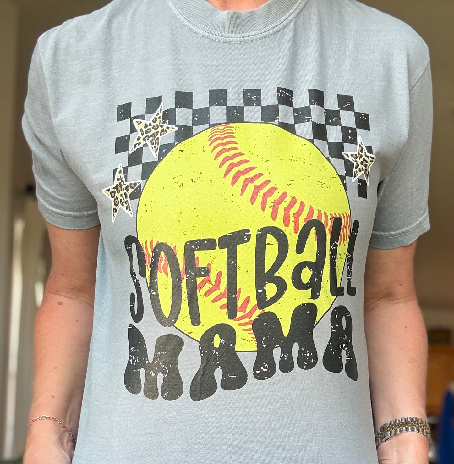 Checkered Softball Mama
