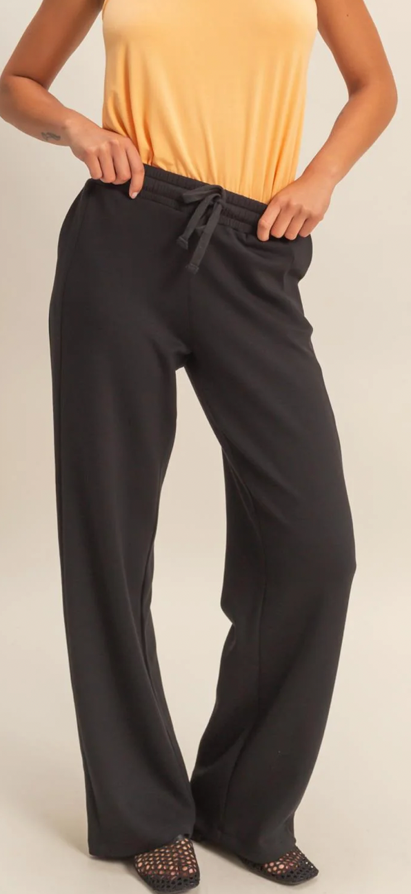 Elastic Waist Wide-Leg Pants
