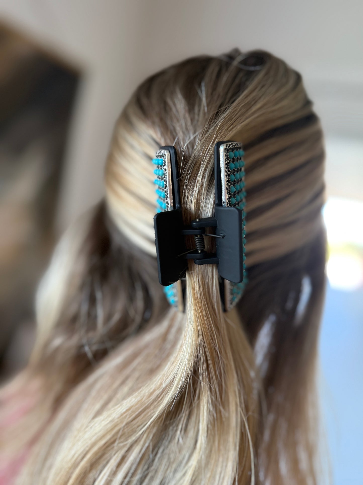 Turquoise Studded Hair Claw Clip