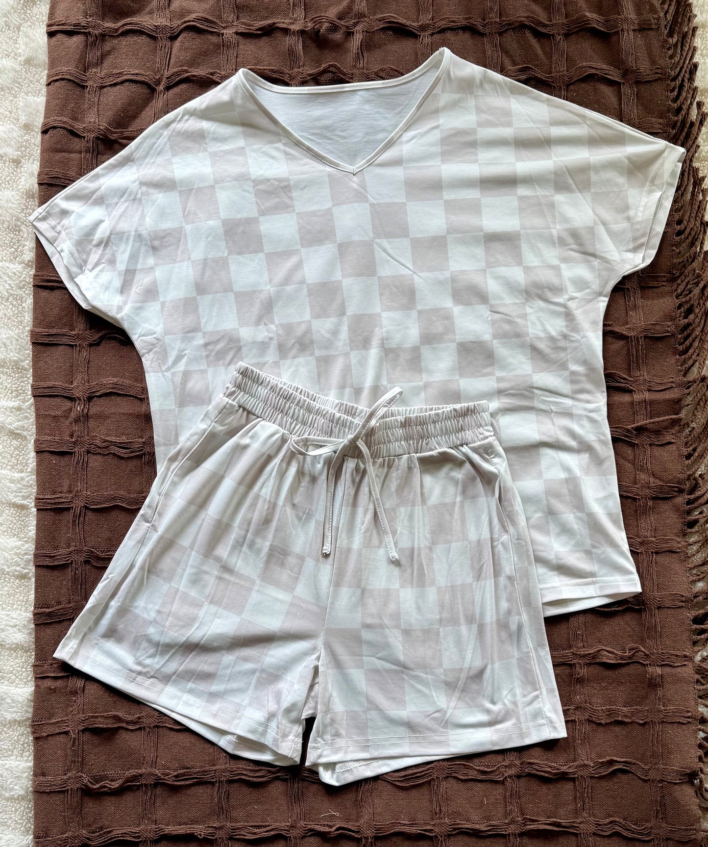 Tan Checkmate Pajama Set