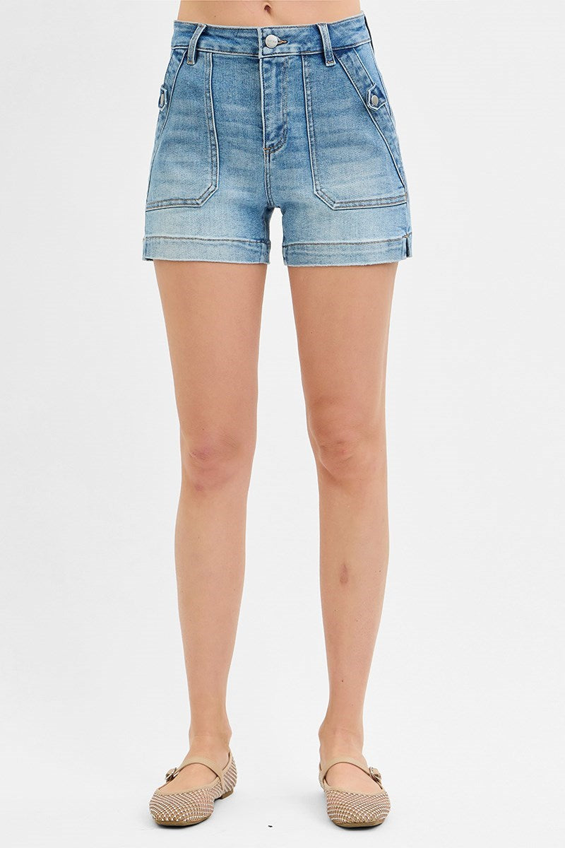 Risen High Rise Patch Pocket Shorts