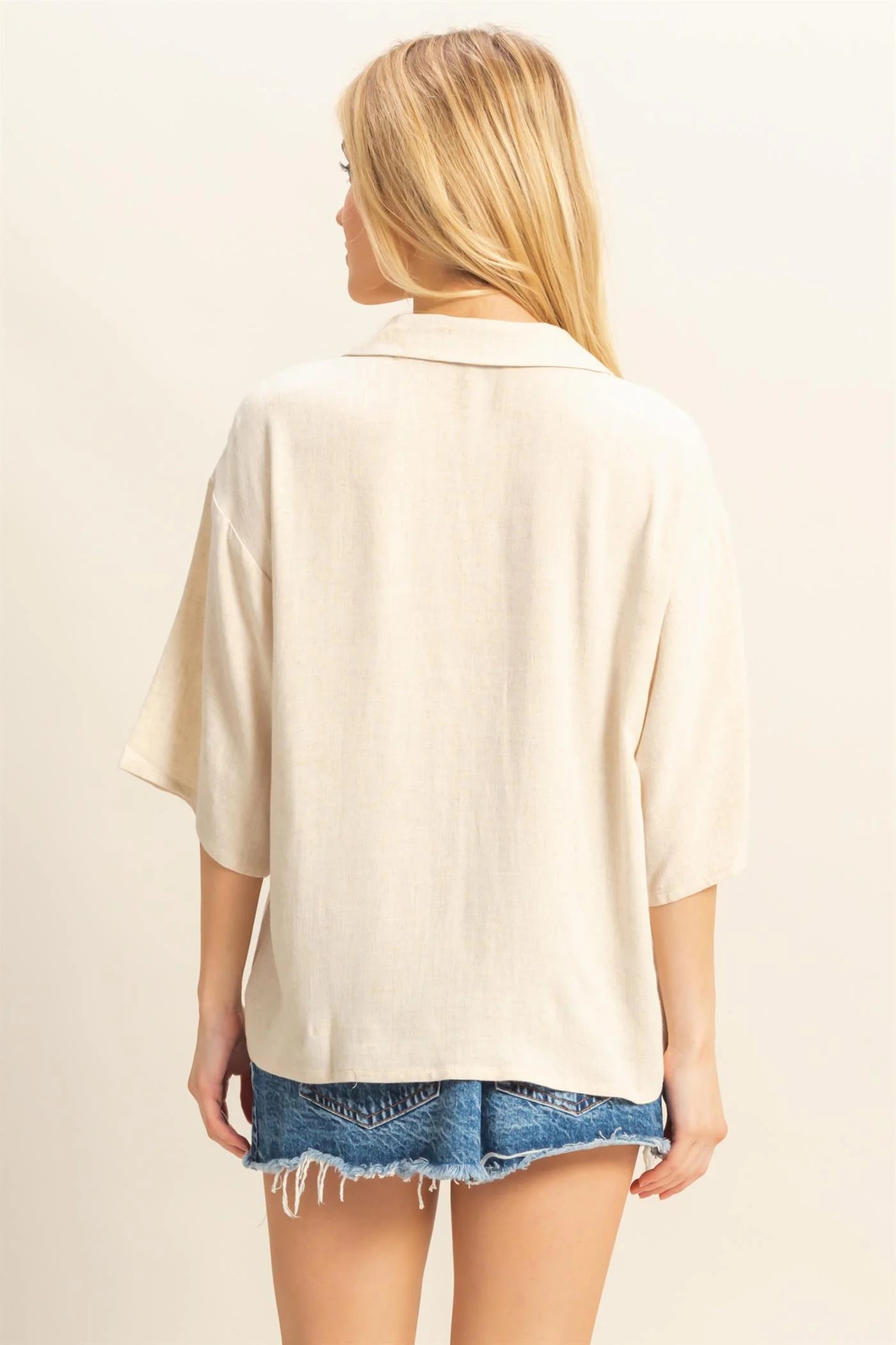 Linen Blended Oversized Short Sleeve