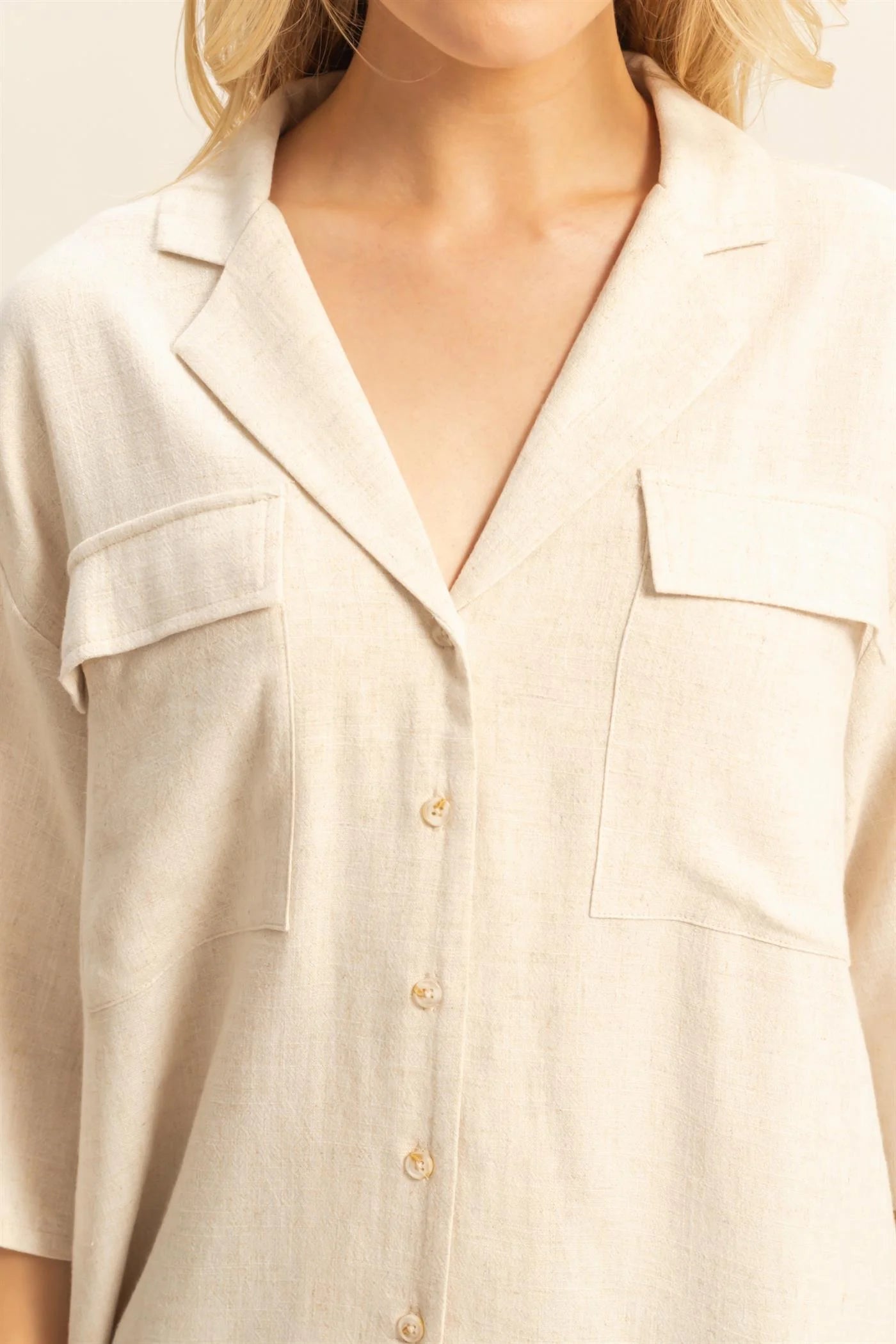 Linen Blended Oversized Short Sleeve