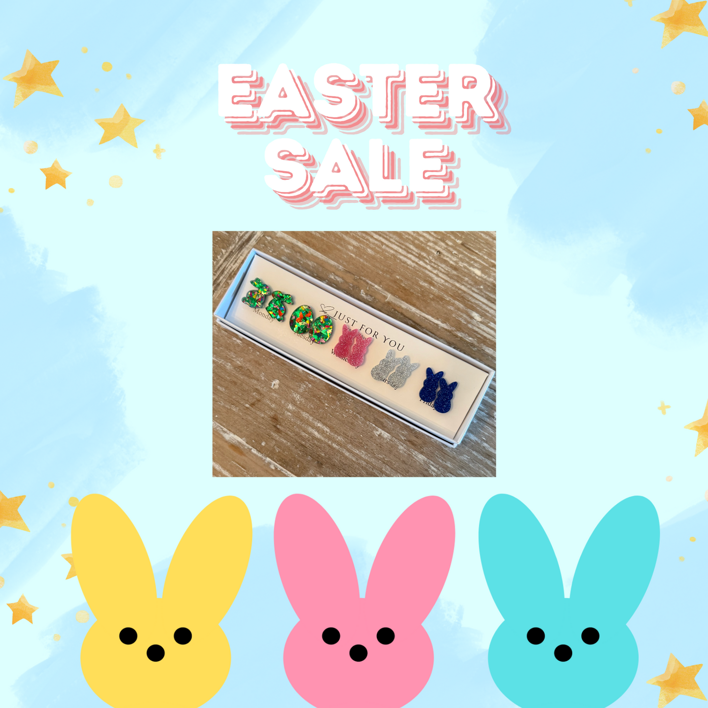 Wooden Easter Stud Set