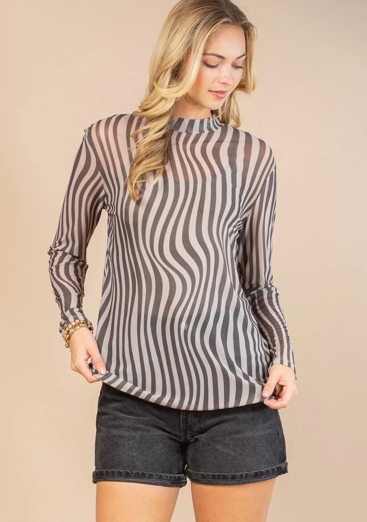 Zebra Print Mesh Top
