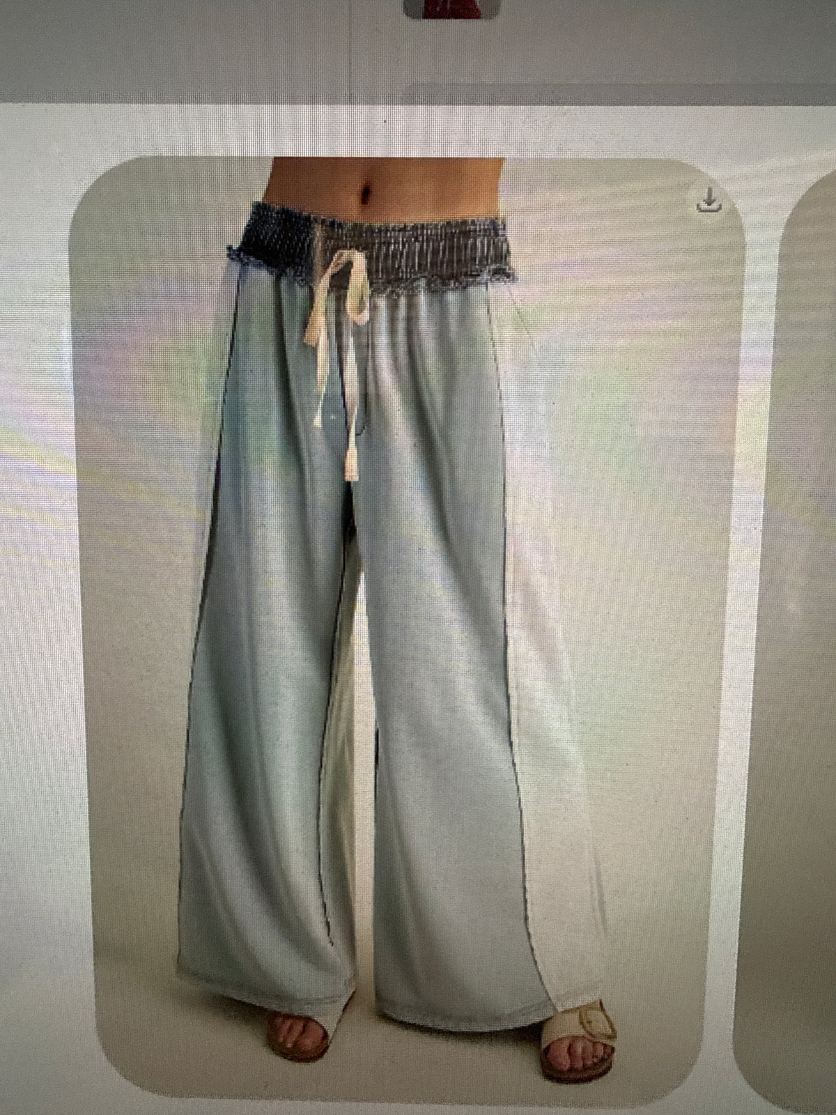 Color Block Denim Drawstring Pant in Sage