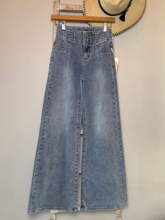 Risen High Rise Front & Back Dart Waist Jean