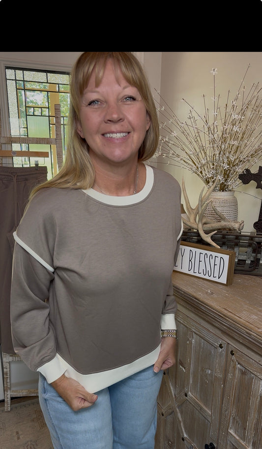 Cocoa Sweatshirt with Piping