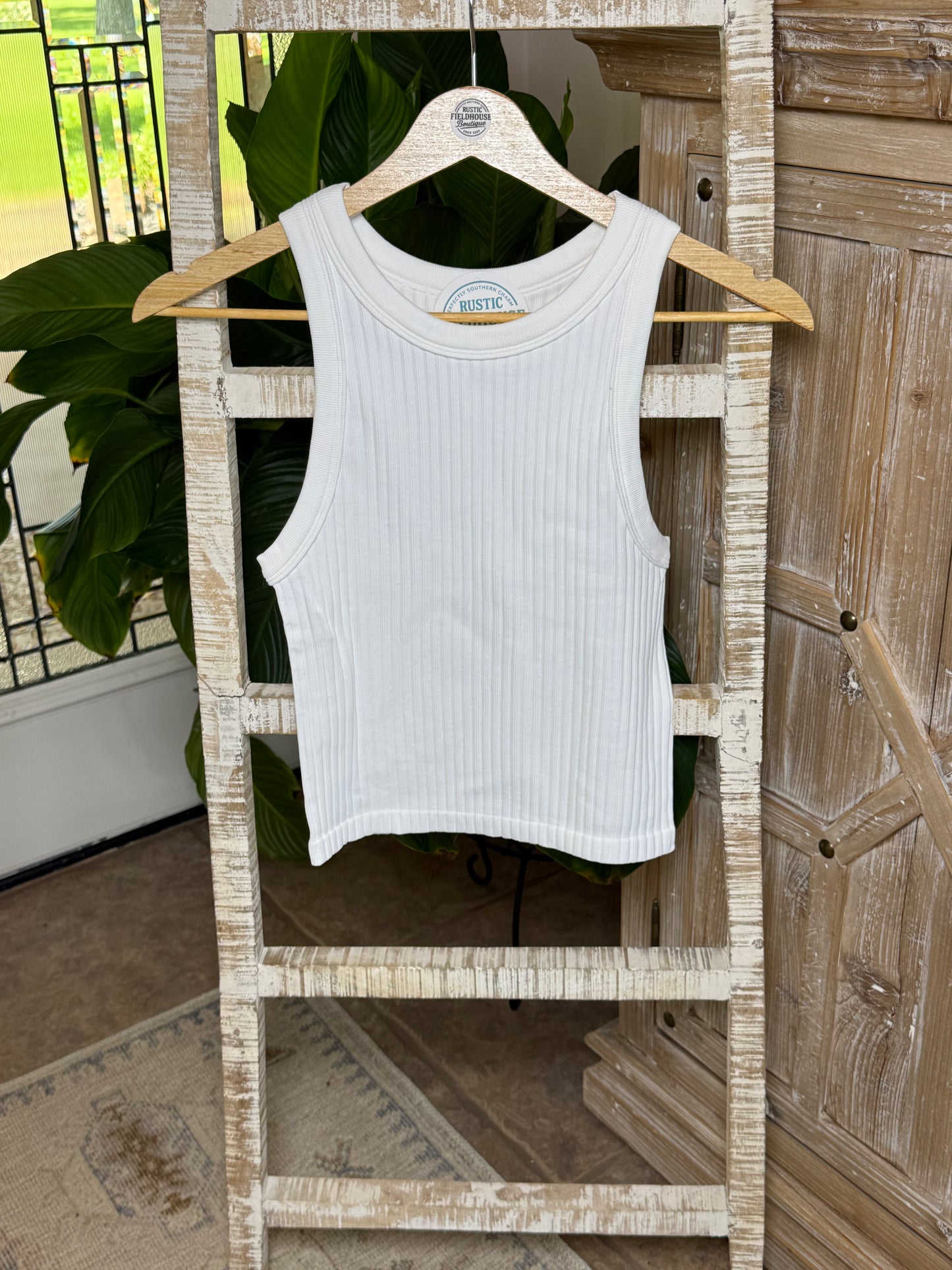 White Ribbed Tank