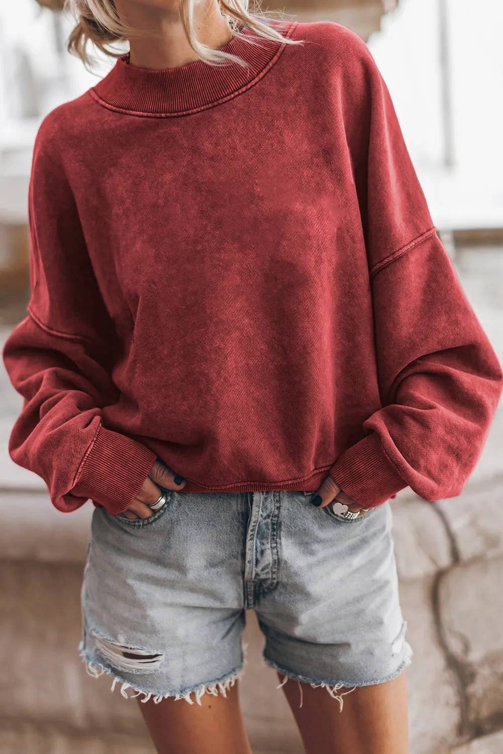 Drop Shoulder Pullover Sweatshirt