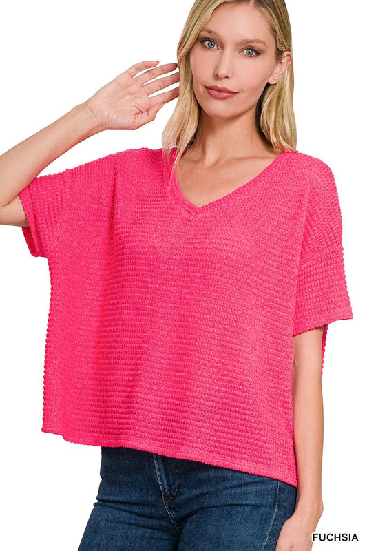 Drop Shoulder Short Sleeve Sweater