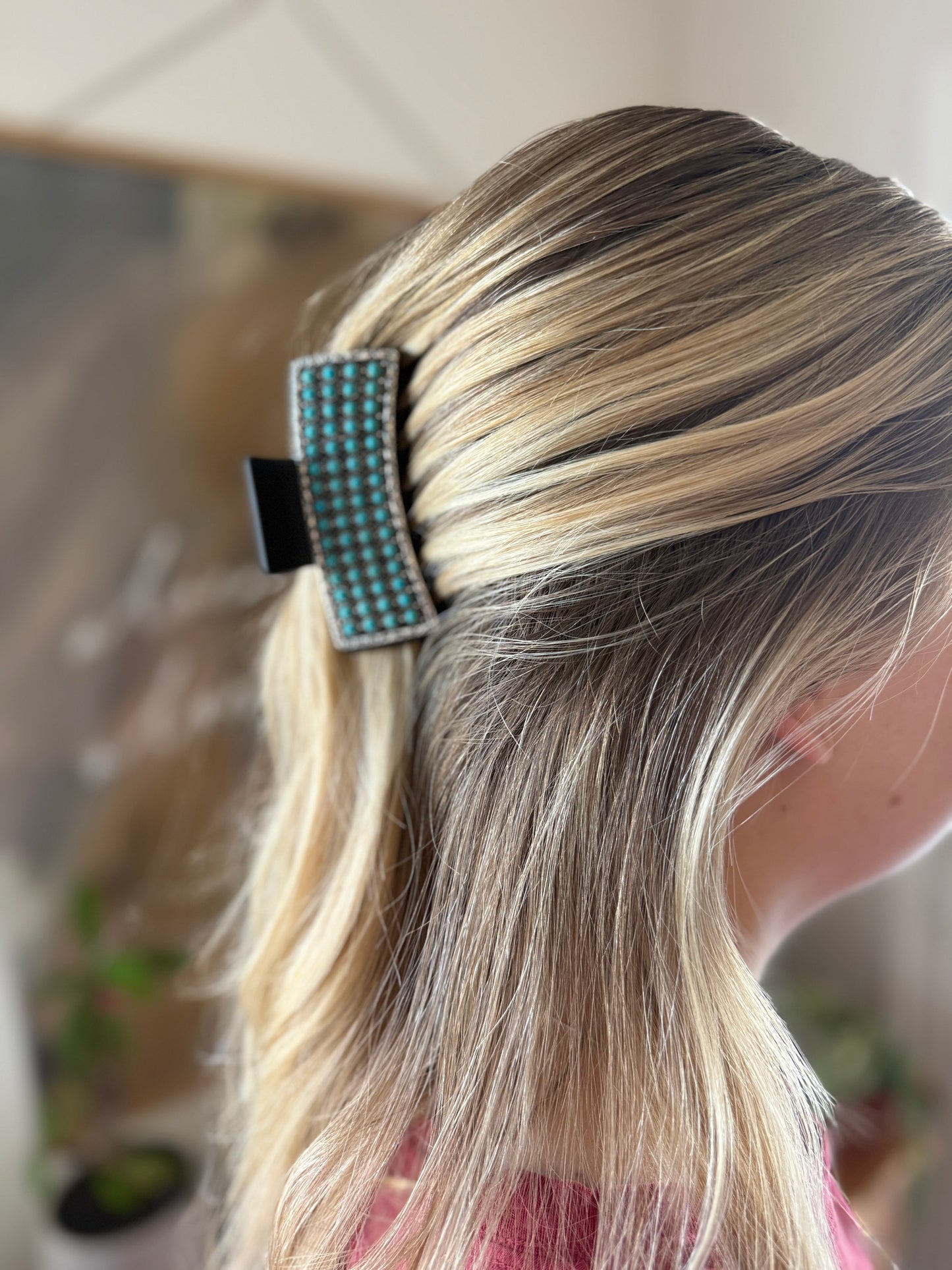Turquoise Studded Hair Claw Clip