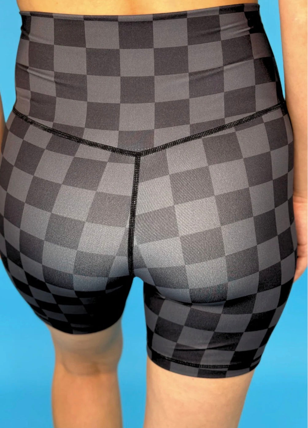 Check Black Biker Short
