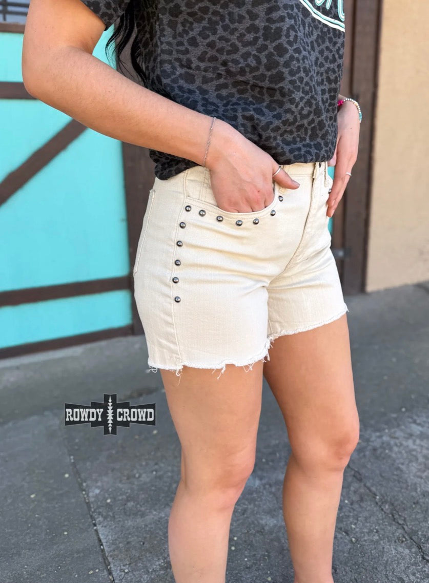 Cream Shenandoah Stud Shorts
