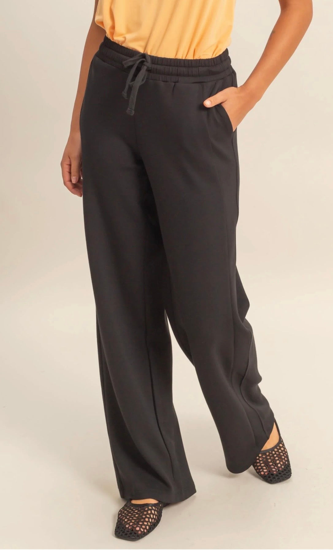 Elastic Waist Wide-Leg Pants