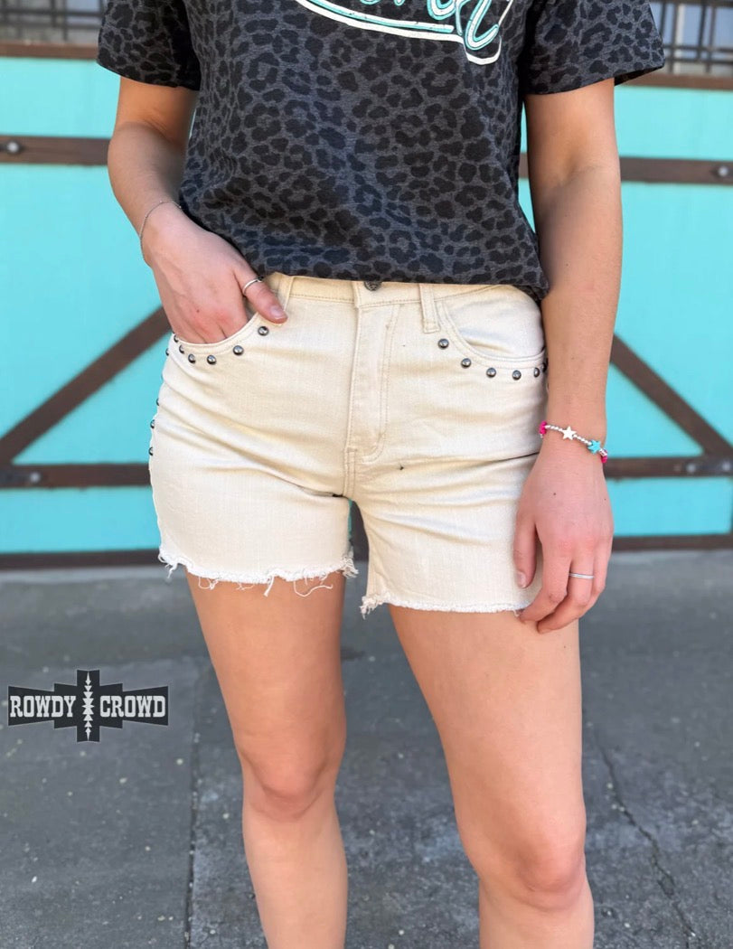 Cream Shenandoah Stud Shorts