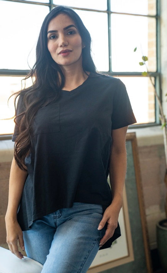 Black Hi Low Hem Top