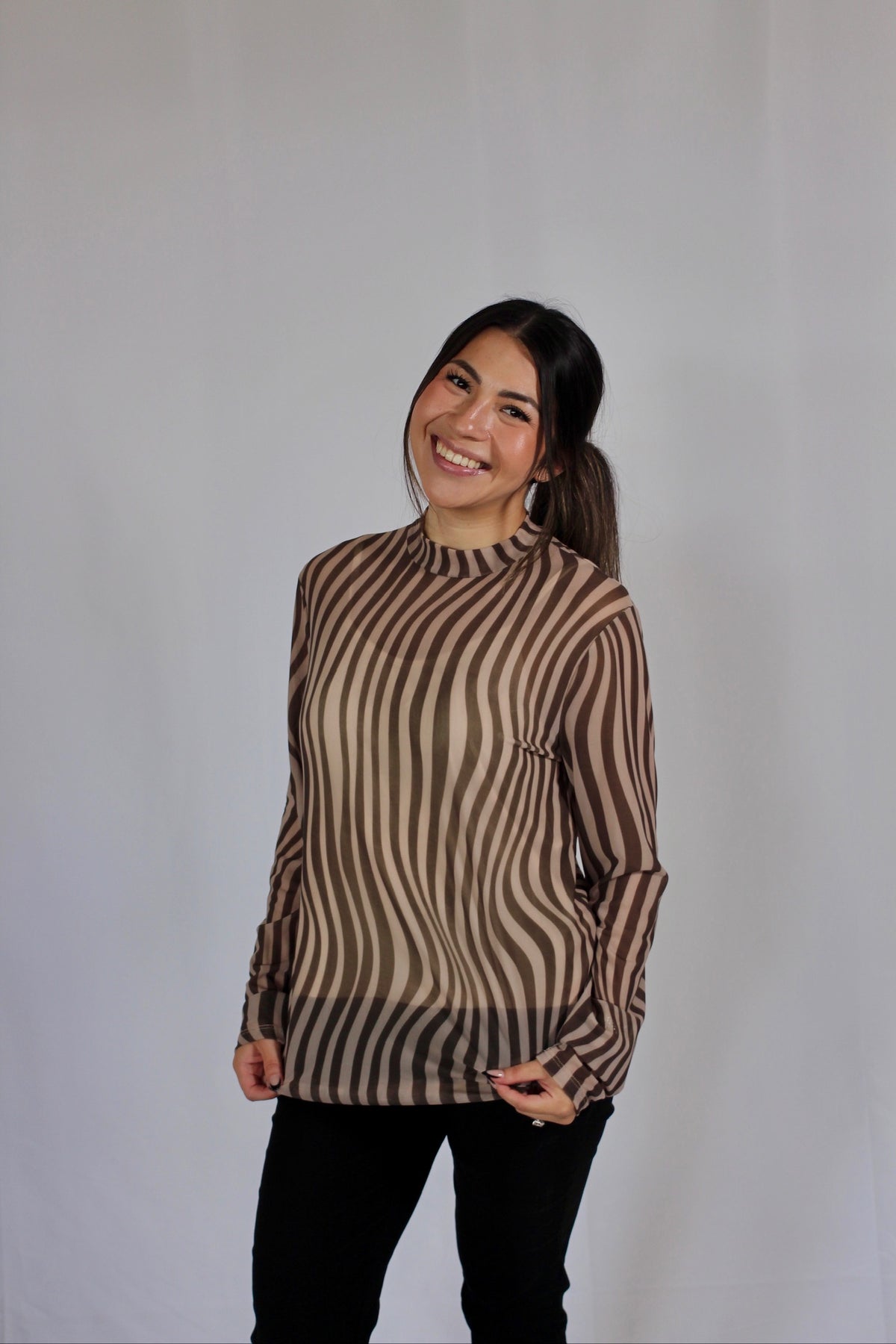 Zebra Print Mesh Top