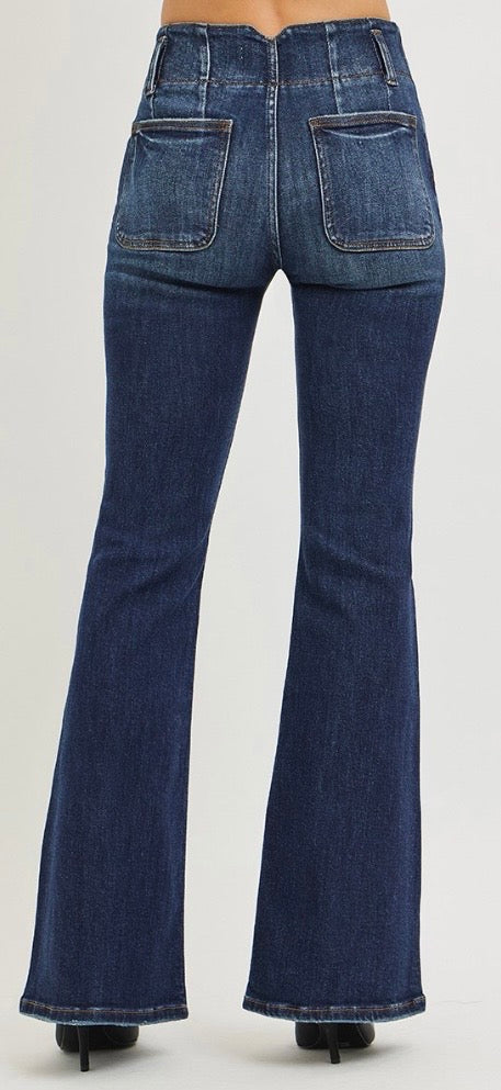 Risen Jean - High Rise Flare with Seam Detail