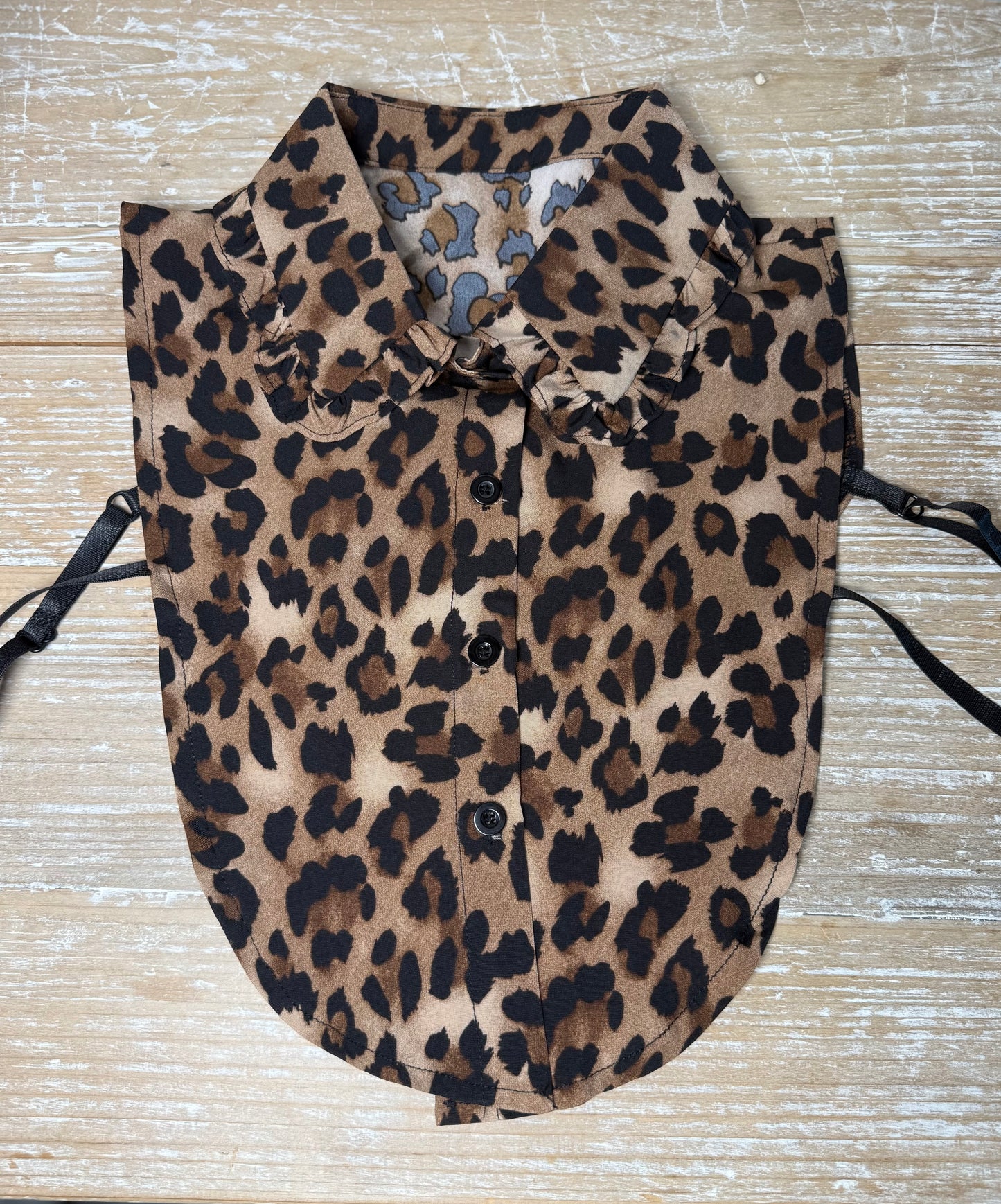 Leopard Peter Pan Ruffle  Faux Corporate Collar