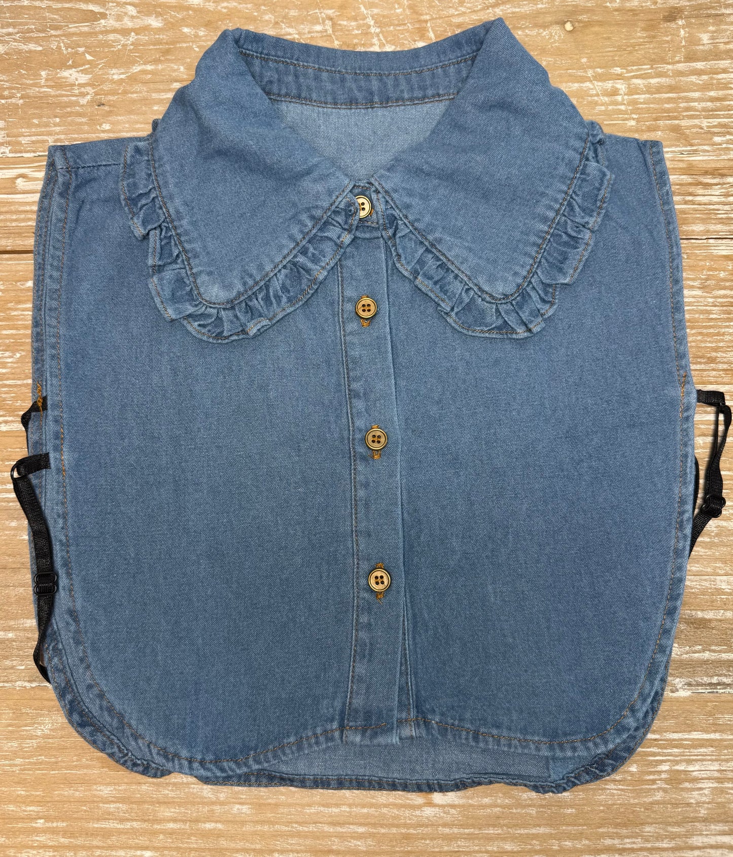 Denim Peter Pan Ruffle Faux Corporate Collar