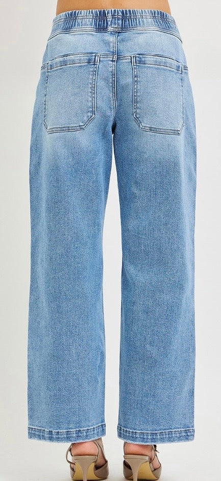 Risen Jean -Cropped Baggy Jeans with Patch Pockets
