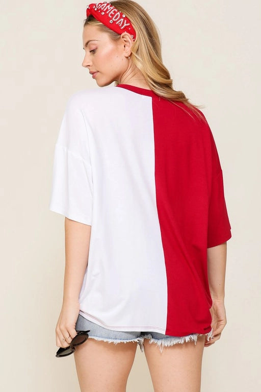 Red and White Game Day Top