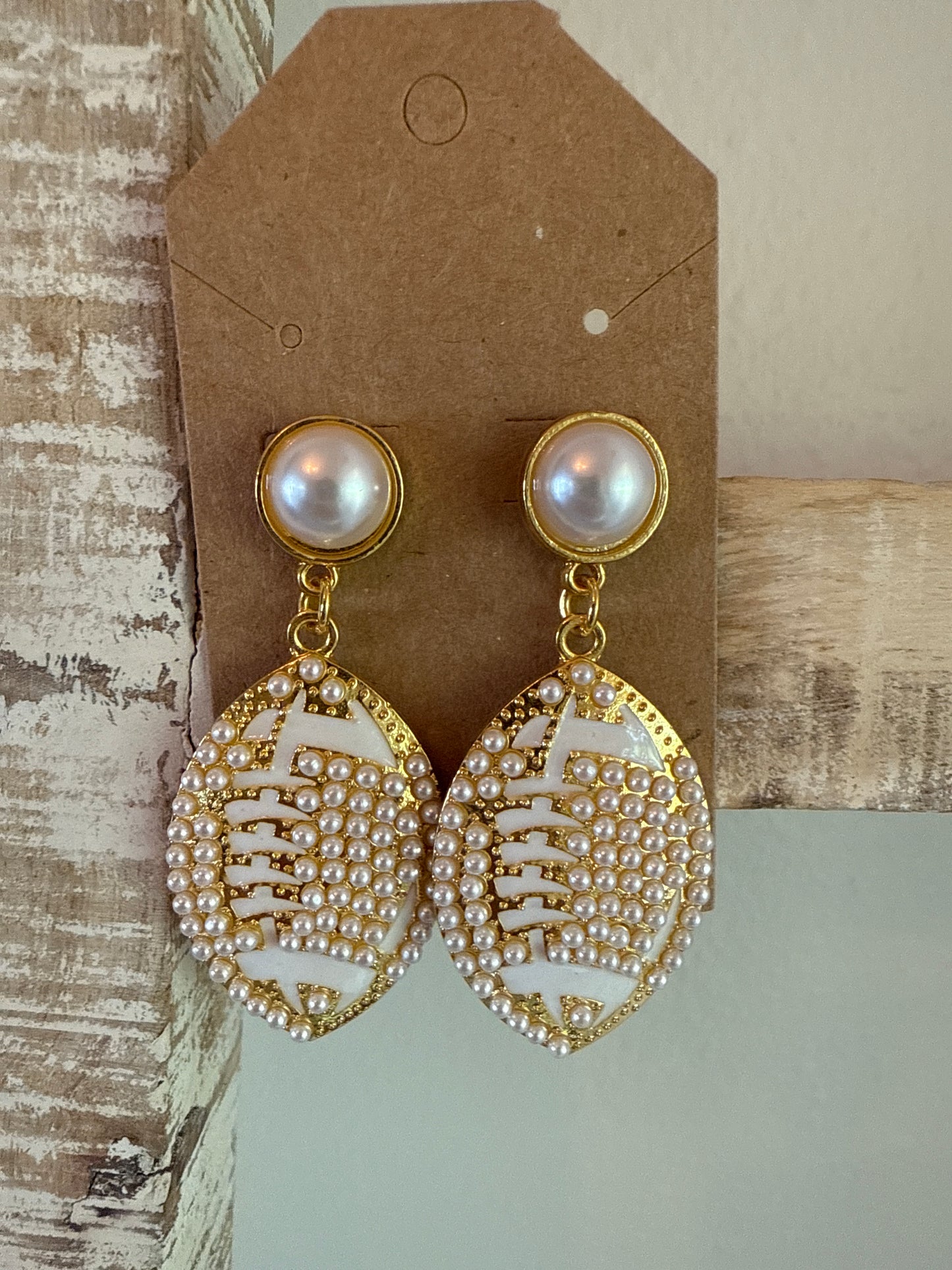Football Pearl Dangle Earrings