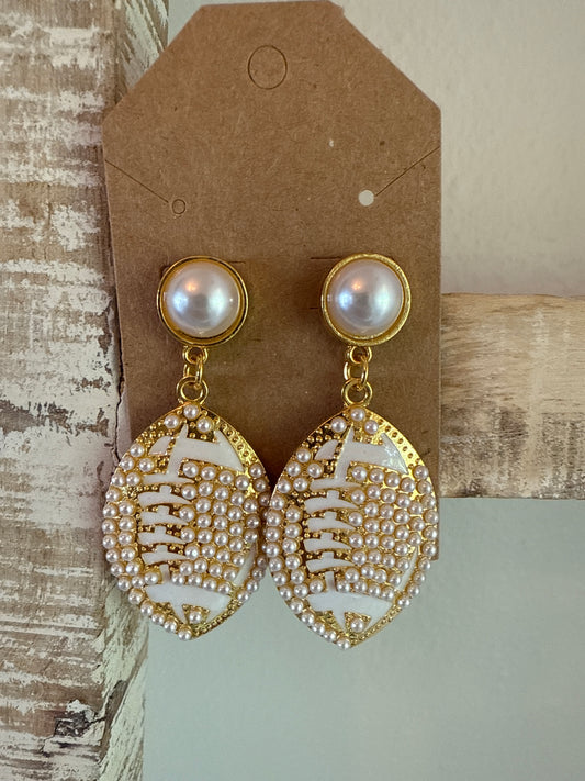 Football Pearl Dangle Earrings