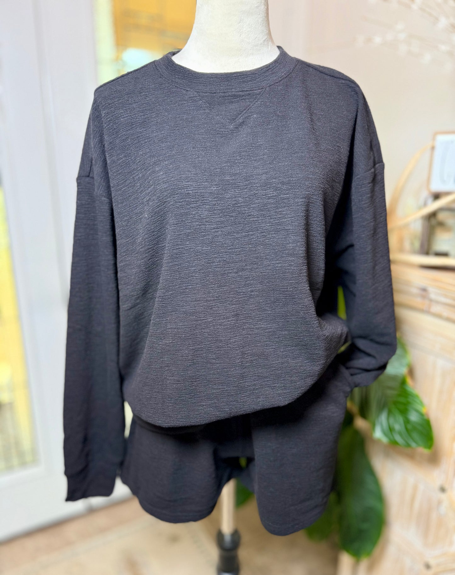 Black Pullover and Shorts Set