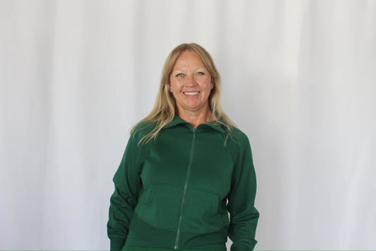 Dark Green “Mom Crop” Full Zip Scuba Jacket