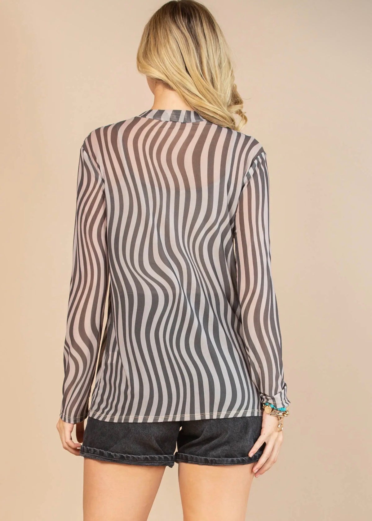 Zebra Print Mesh Top