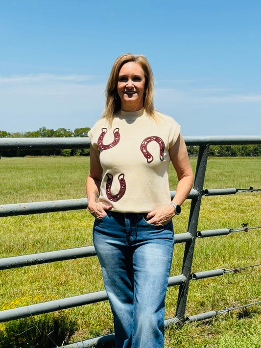Corded Horseshoe Mock Neck Sweater