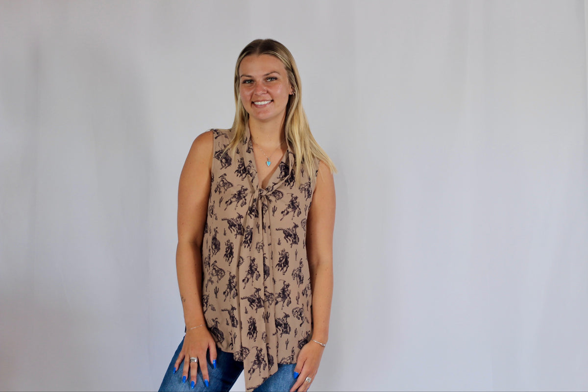 Bucking Horses Front Tie Dress Tank
