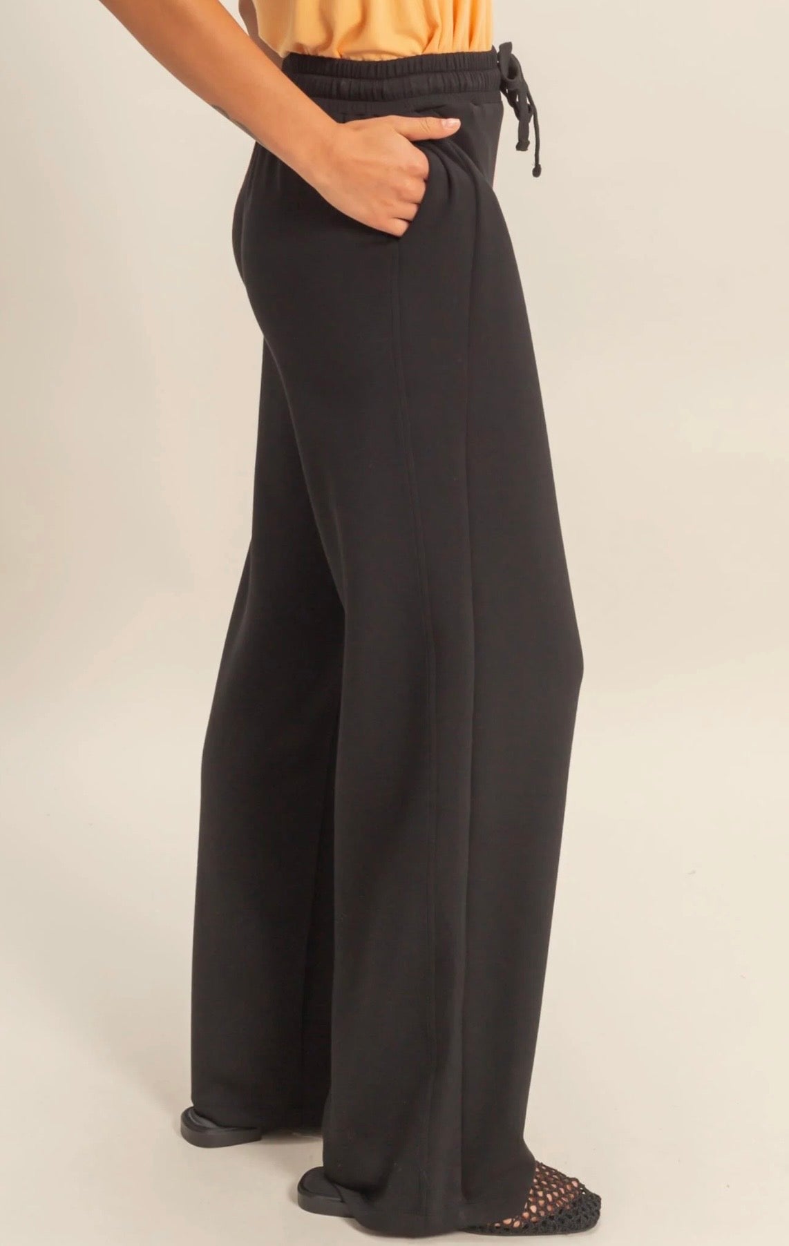 Elastic Waist Wide-Leg Pants