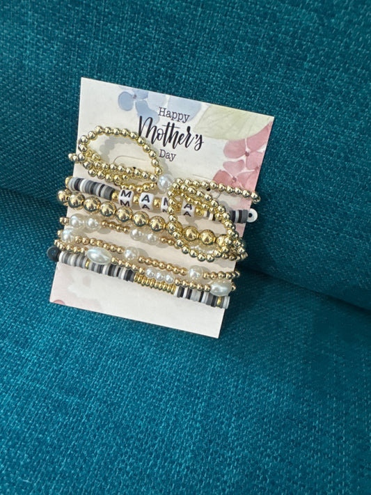 Mama Golden Bow Bracelet Stack