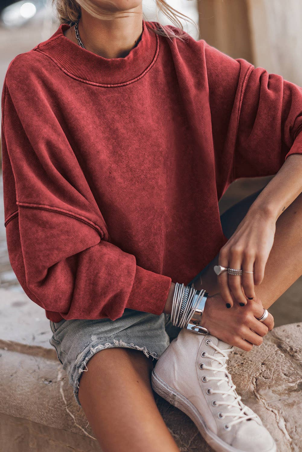 Drop Shoulder Pullover Sweatshirt