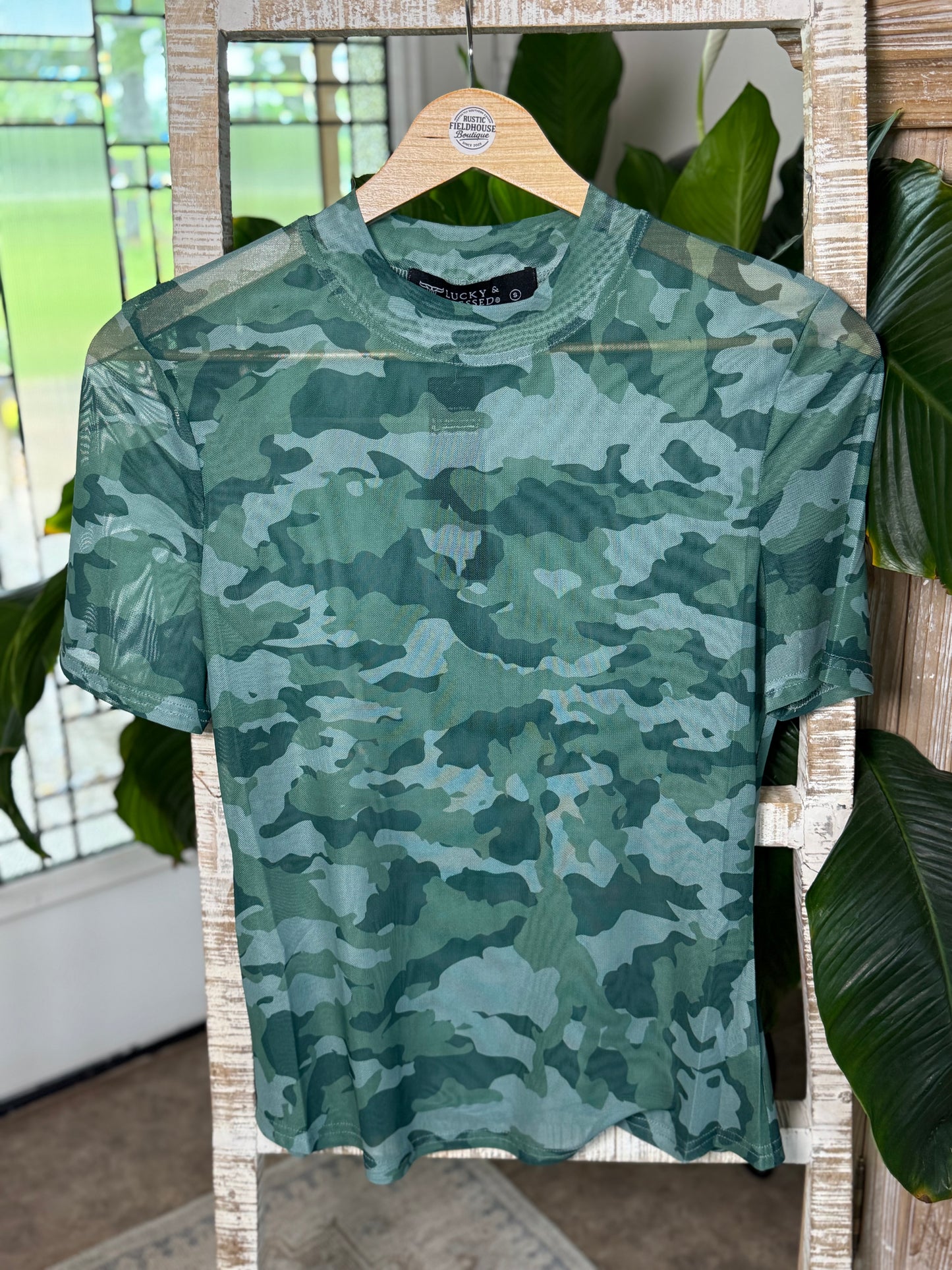 Camo Mesh Top