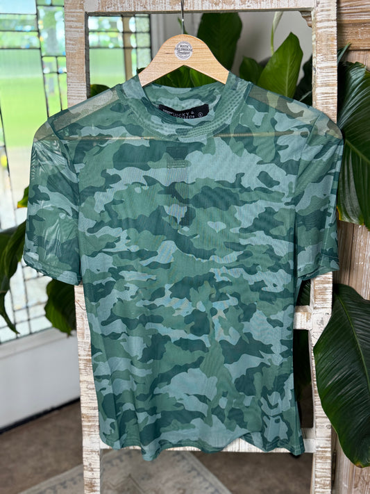 Camo Mesh Top