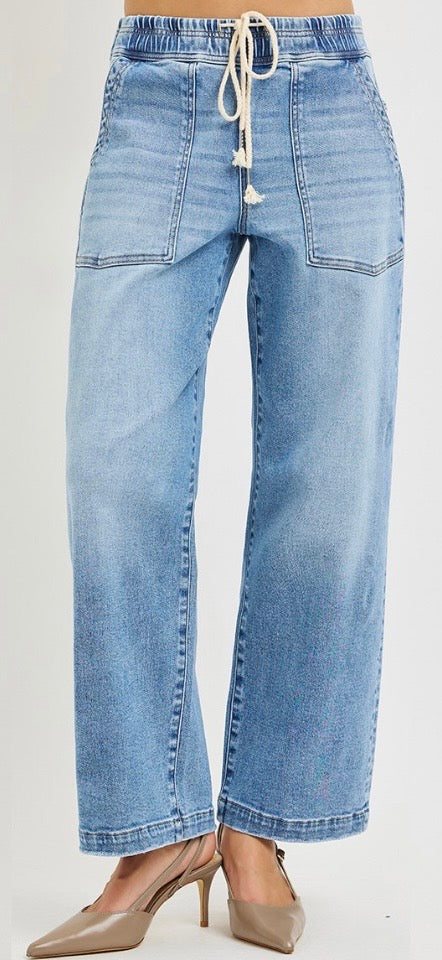 Risen Jean -Cropped Baggy Jeans with Patch Pockets