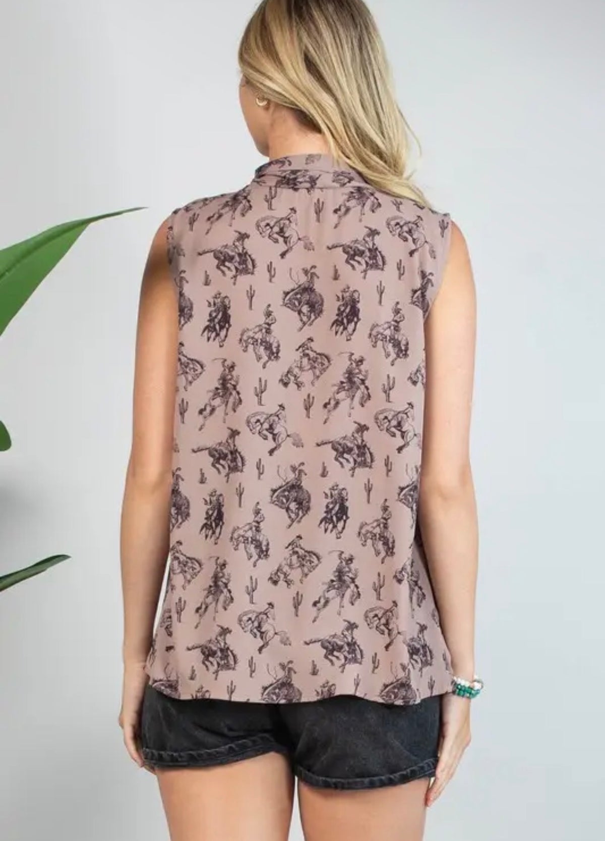 Bucking Horses Front Tie Dress Tank