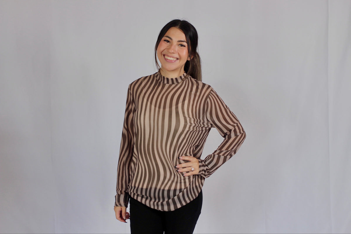 Zebra Print Mesh Top