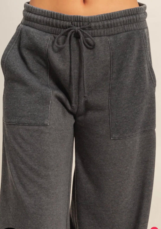 Burnout French Terry Wide-Leg Pants