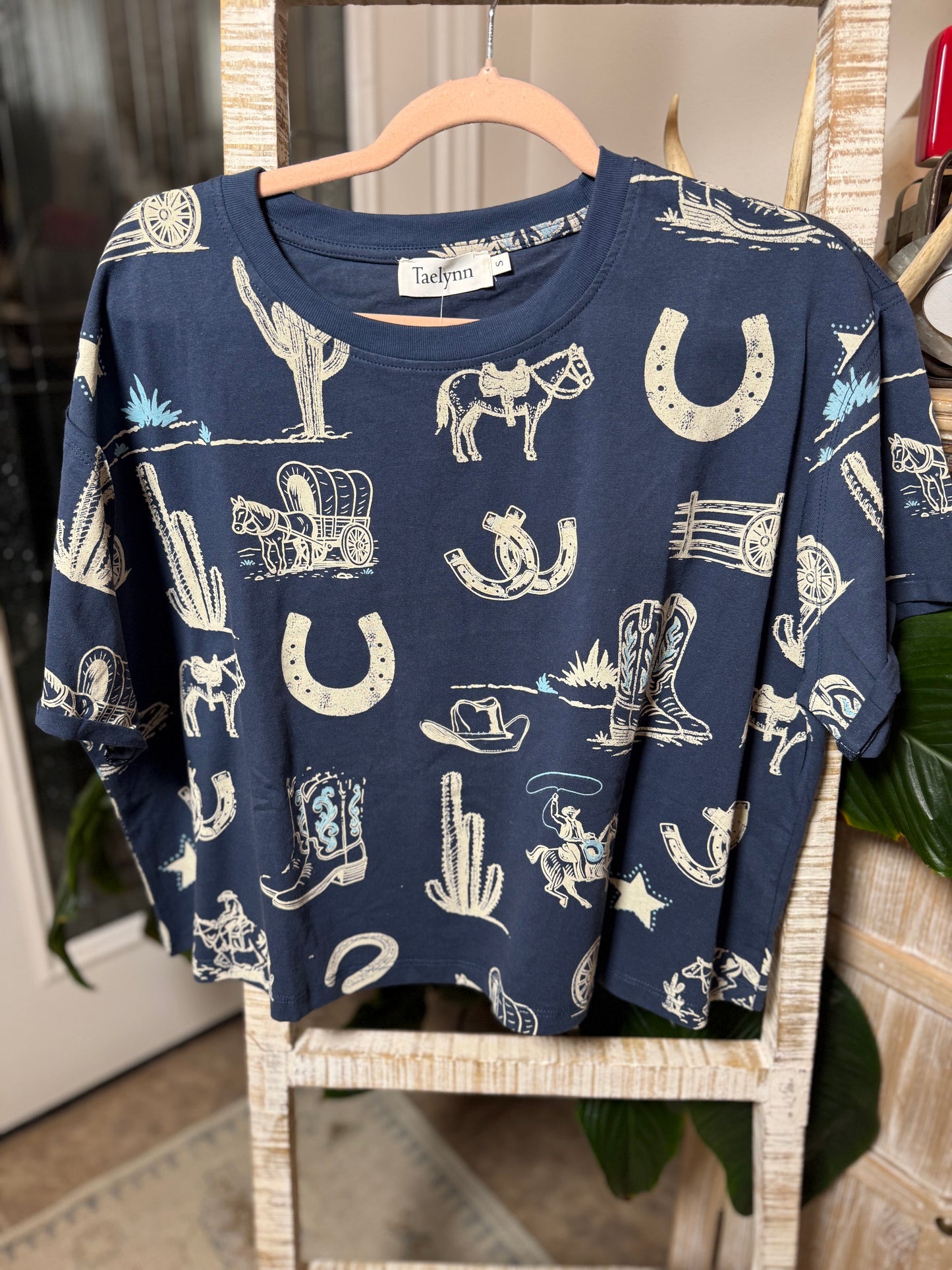 Blue Western Print Tee