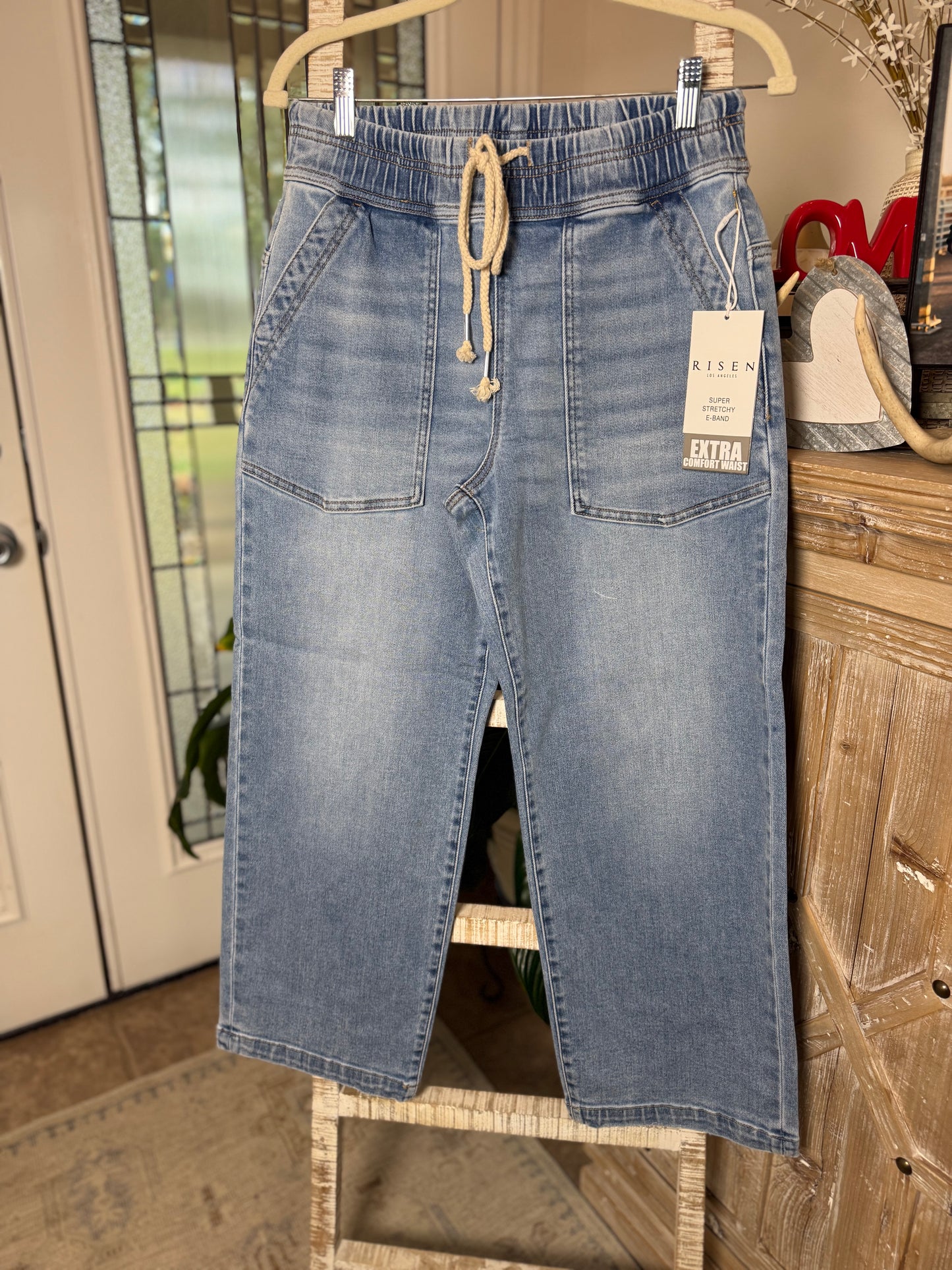 Risen Jean -Cropped Baggy Jeans with Patch Pockets