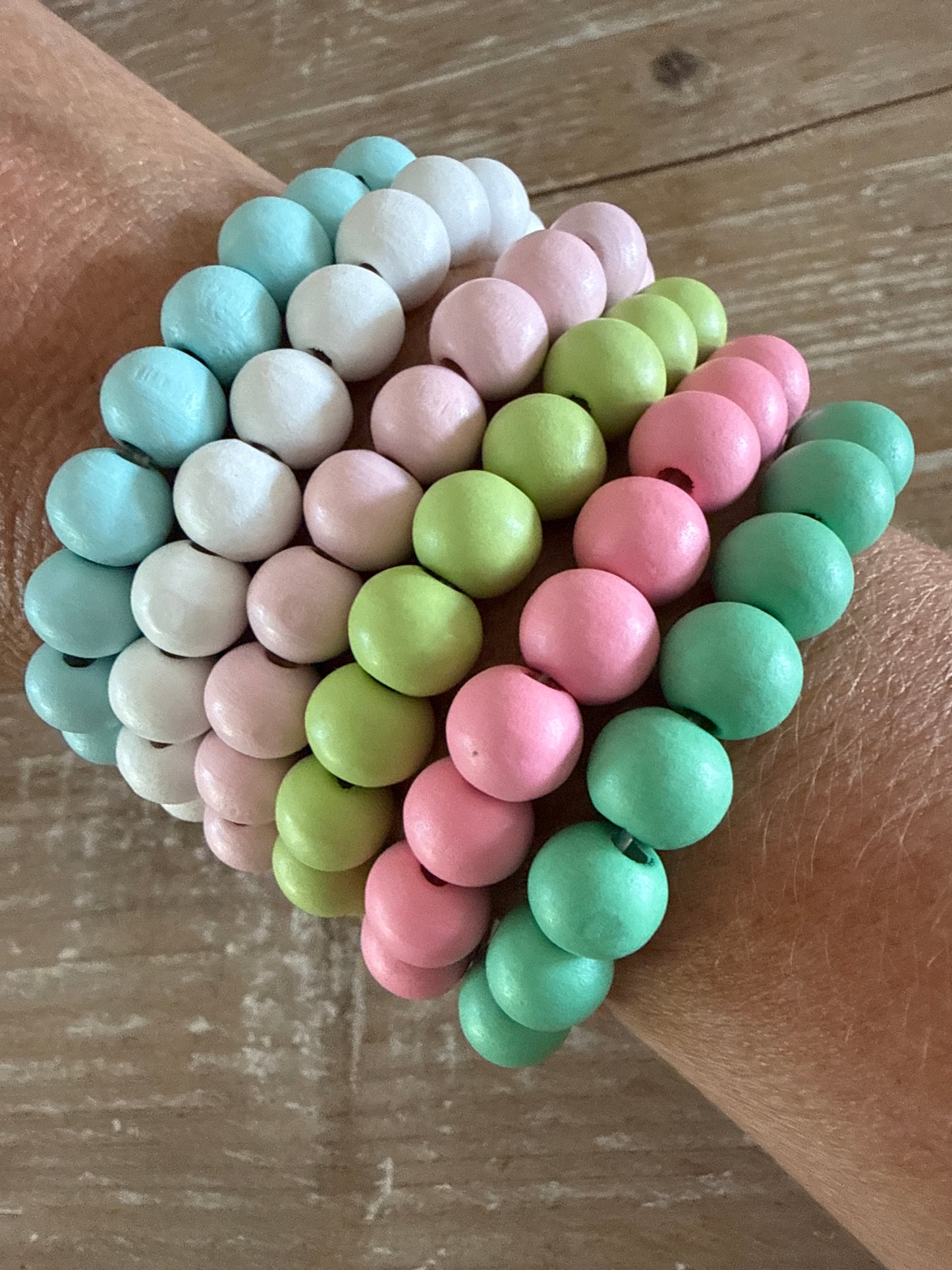 Assorted Pastel Wooden Bracelets