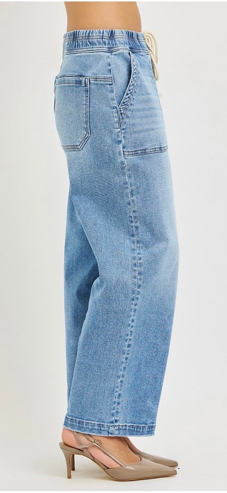Risen Jean -Cropped Baggy Jeans with Patch Pockets